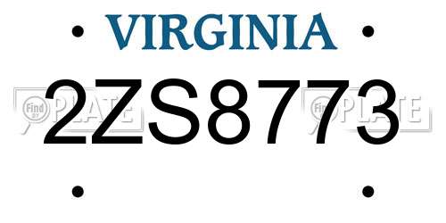 2ZS8773 Virginia License Plate