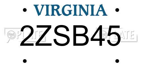 2ZSB45 Virginia License Plate