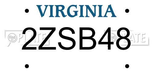 2ZSB48 Virginia License Plate