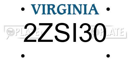 2ZSI30 Virginia License Plate