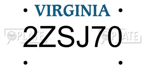 2ZSJ70 Virginia License Plate