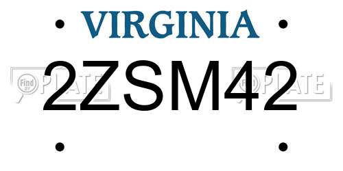 2ZSM42 Virginia License Plate