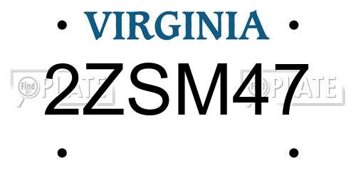 2ZSM47 Virginia License Plate