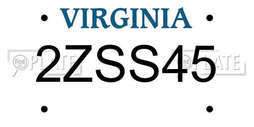 2ZSS45 Virginia License Plate