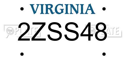 2ZSS48 Virginia License Plate