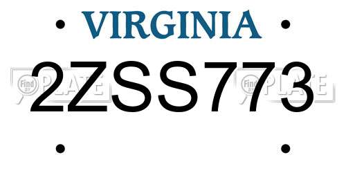 2ZSS773 Virginia License Plate