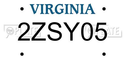 2ZSY05 Virginia License Plate