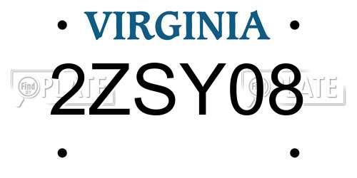2ZSY08 Virginia License Plate