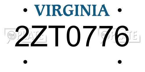 2ZT0776 Virginia License Plate