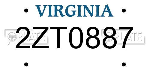 2ZT0887 Virginia License Plate