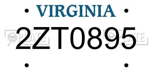 2ZT0895 Virginia License Plate