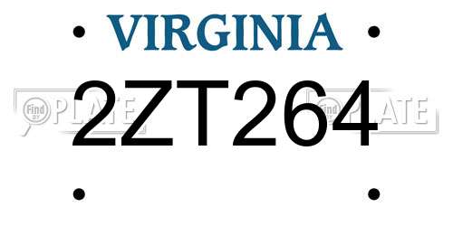 2ZT264 Virginia License Plate