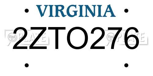 2ZTO276 Virginia License Plate