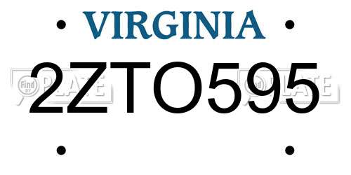 2ZTO595 Virginia License Plate