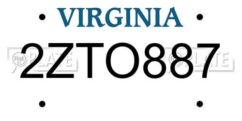 2ZTO887 Virginia License Plate