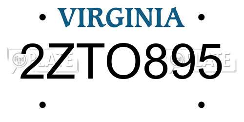 2ZTO895 Virginia License Plate