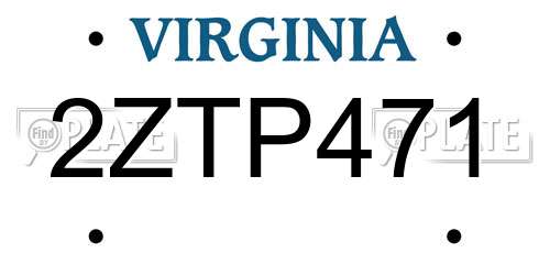 2ZTP471 Virginia License Plate