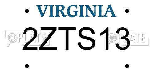 2ZTS13 Virginia License Plate