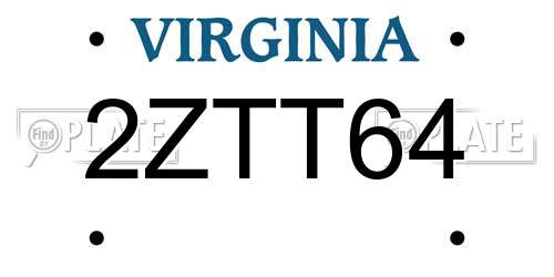 2ZTT64 Virginia License Plate