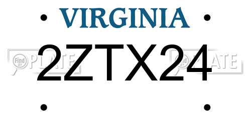 2ZTX24 Virginia License Plate