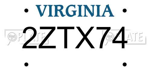 2ZTX74 Virginia License Plate