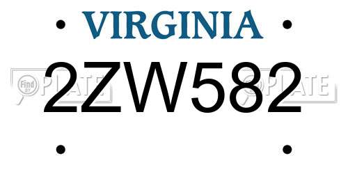 2ZW582 Virginia License Plate