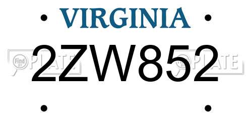 2ZW852 Virginia License Plate