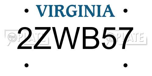 2ZWB57 Virginia License Plate