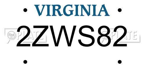 2ZWS82 Virginia License Plate
