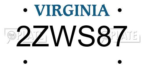 2ZWS87 Virginia License Plate