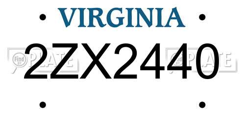 2ZX2440 Virginia License Plate