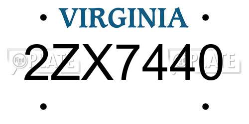 2ZX7440 Virginia License Plate