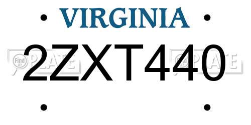 2ZXT440 Virginia License Plate