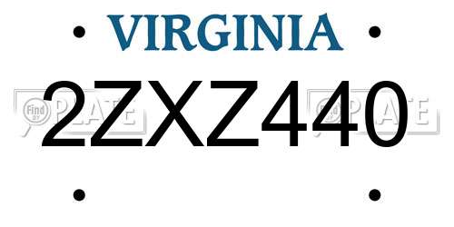 2ZXZ440 Virginia License Plate