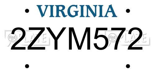 2ZYM572 Virginia License Plate