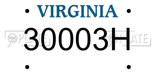 30003H Virginia License Plate