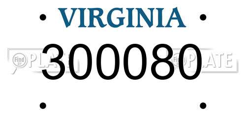 300080 Virginia License Plate