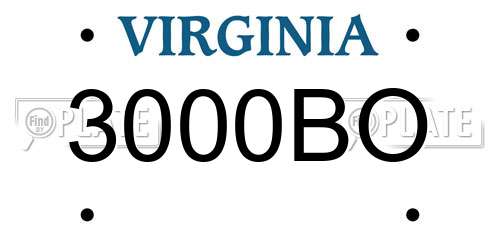 3000BO Virginia License Plate