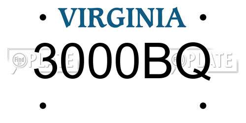 3000BQ Virginia License Plate
