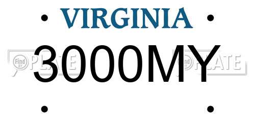 3000MY Virginia License Plate