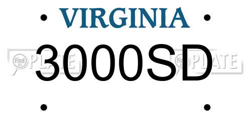 3000SD Virginia License Plate