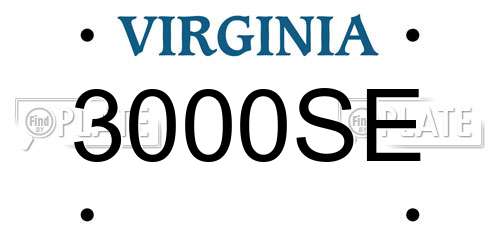 3000SE Virginia License Plate