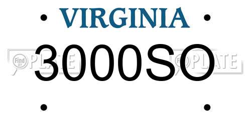 3000SO Virginia License Plate