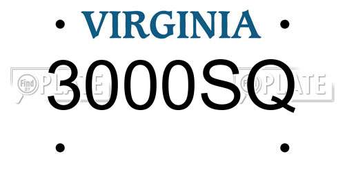 3000SQ Virginia License Plate