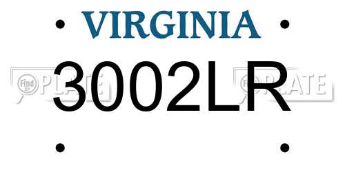 3002LR Virginia License Plate