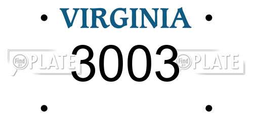 3003 Virginia License Plate