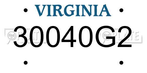 30040G2 Virginia License Plate