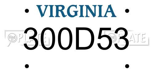 300D53 Virginia License Plate