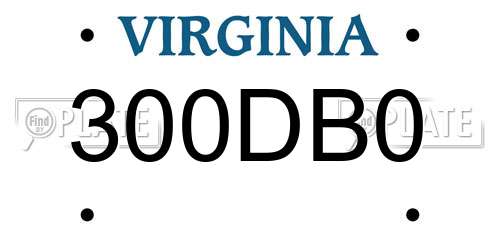 300DB0 Virginia License Plate