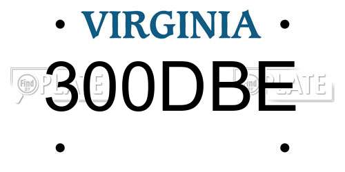 300DBE Virginia License Plate